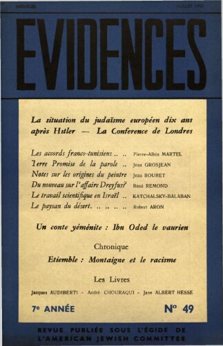 Evidences. N° 49 (Juillet 1955)